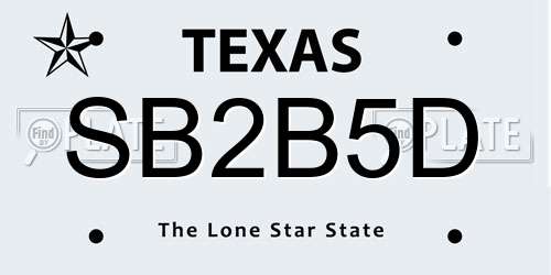 SB2B5D Texas License Plate