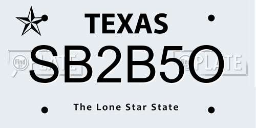 SB2B5O Texas License Plate
