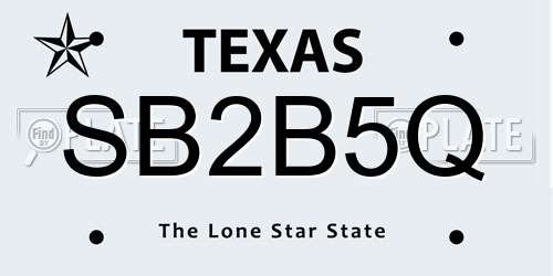 SB2B5Q Texas License Plate