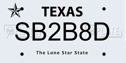 SB2B8D Texas License Plate