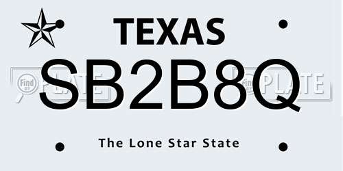 SB2B8Q Texas License Plate