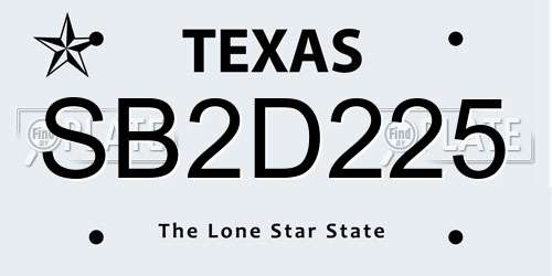 SB2D225 Texas License Plate
