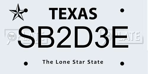 SB2D3E Texas License Plate