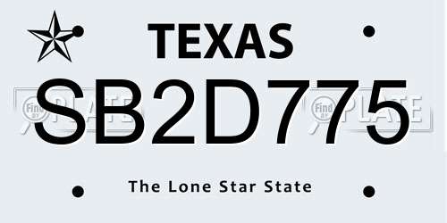 SB2D775 Texas License Plate