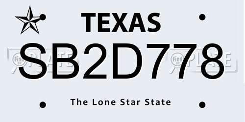 SB2D778 Texas License Plate