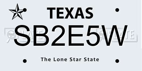 SB2E5W Texas License Plate