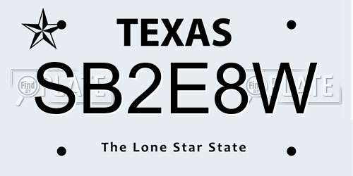 SB2E8W Texas License Plate