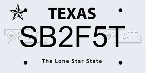 SB2F5T Texas License Plate
