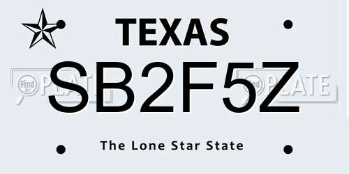 SB2F5Z Texas License Plate