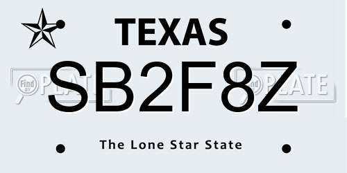 SB2F8Z Texas License Plate