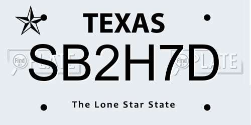 SB2H7D Texas License Plate