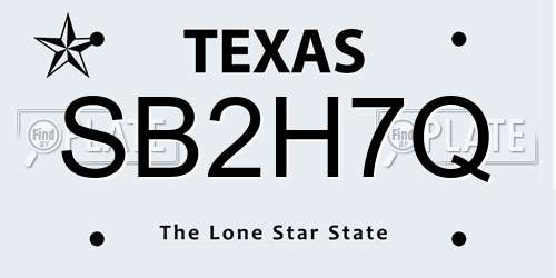 SB2H7Q Texas License Plate