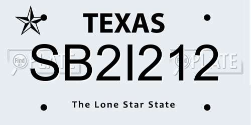SB2I212 Texas License Plate