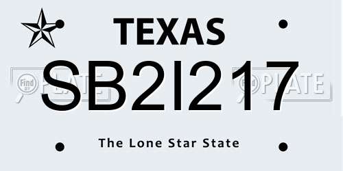 SB2I217 Texas License Plate