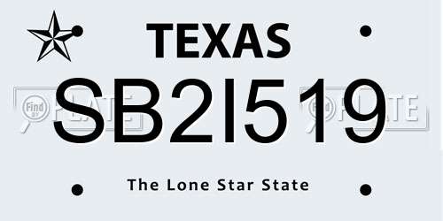 SB2I519 Texas License Plate
