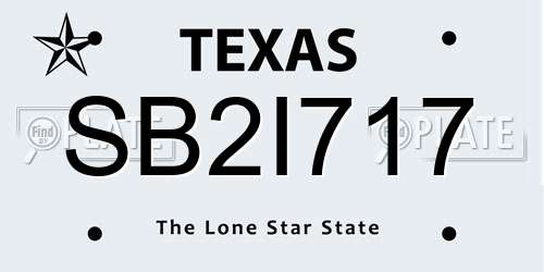SB2I717 Texas License Plate