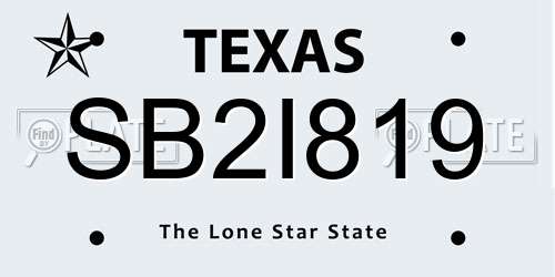 SB2I819 Texas License Plate