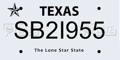 SB2I955 Texas License Plate
