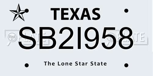 SB2I958 Texas License Plate