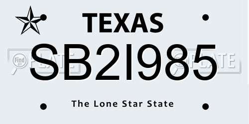 SB2I985 Texas License Plate