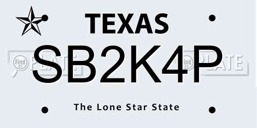 SB2K4P Texas License Plate