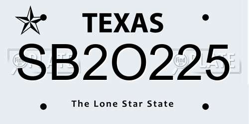 SB2O225 Texas License Plate