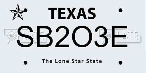 SB2O3E Texas License Plate