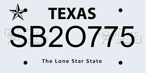 SB2O775 Texas License Plate