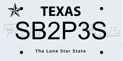 SB2P3S Texas License Plate