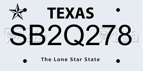 SB2Q278 Texas License Plate