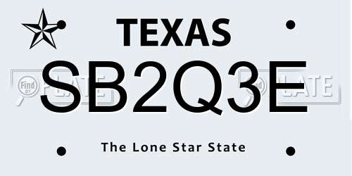 SB2Q3E Texas License Plate