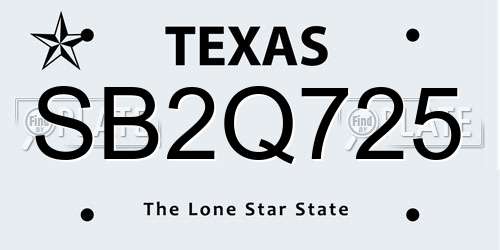 SB2Q725 Texas License Plate