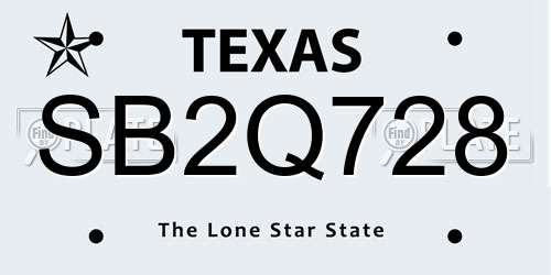 SB2Q728 Texas License Plate