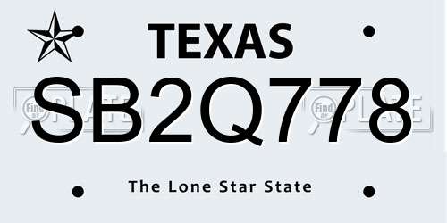 SB2Q778 Texas License Plate