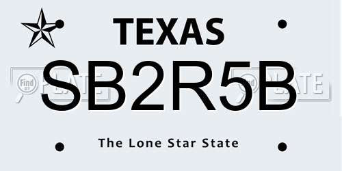 SB2R5B Texas License Plate