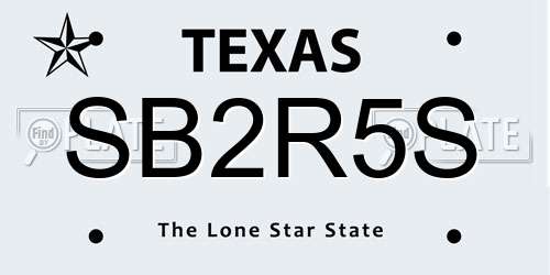 SB2R5S Texas License Plate