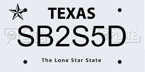 SB2S5D Texas License Plate