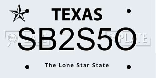 SB2S5O Texas License Plate