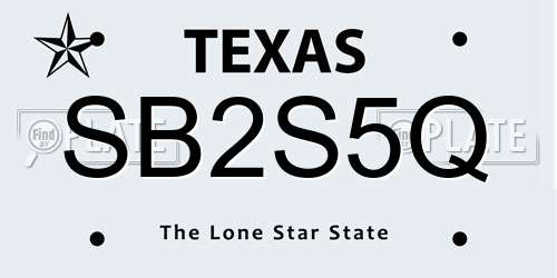 SB2S5Q Texas License Plate