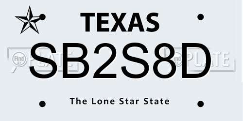 SB2S8D Texas License Plate