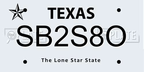 SB2S8O Texas License Plate