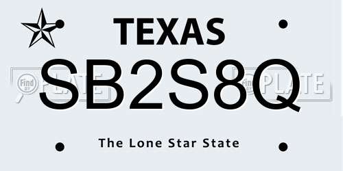 SB2S8Q Texas License Plate