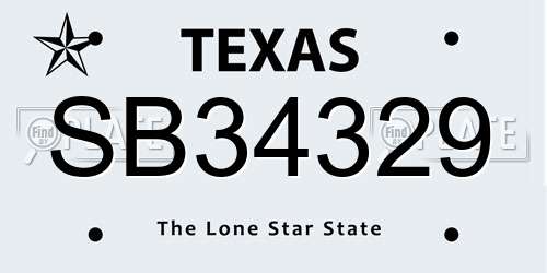 SB34329 Texas License Plate