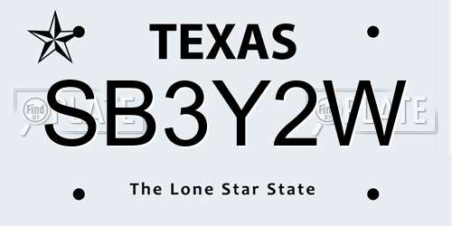 SB3Y2W Texas License Plate
