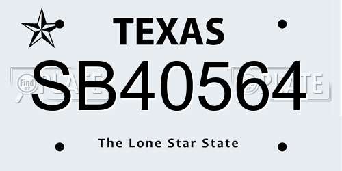 SB40564 Texas License Plate