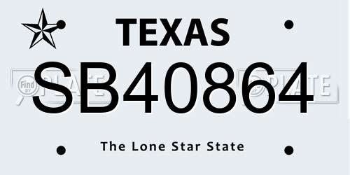 SB40864 Texas License Plate