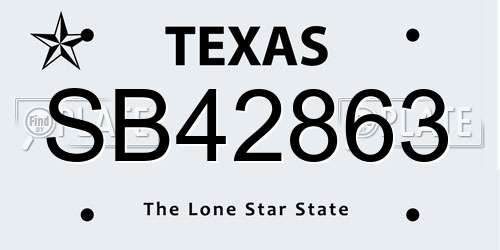 SB42863 Texas License Plate
