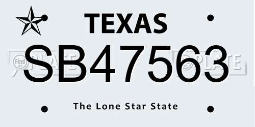 SB47563 Texas License Plate