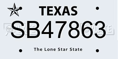 SB47863 Texas License Plate