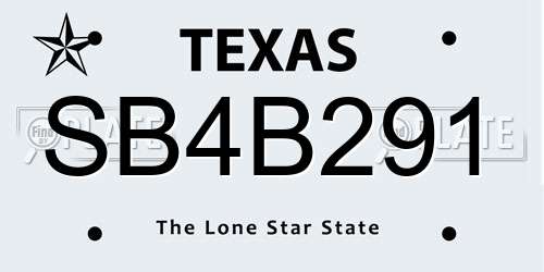 SB4B291 Texas License Plate